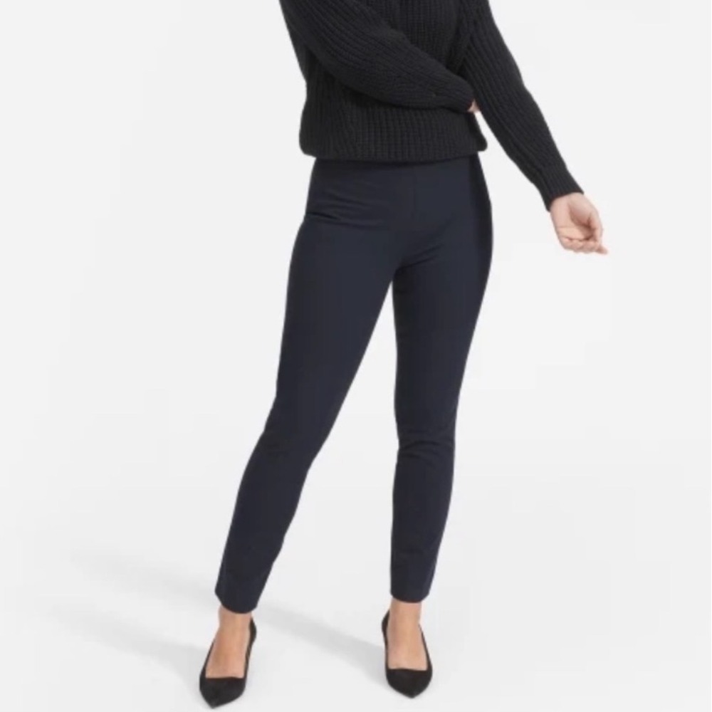 Everlane Side-Zip Crop Pants Navy Blue Ankle‎ Slit Size 2 Business Office attire